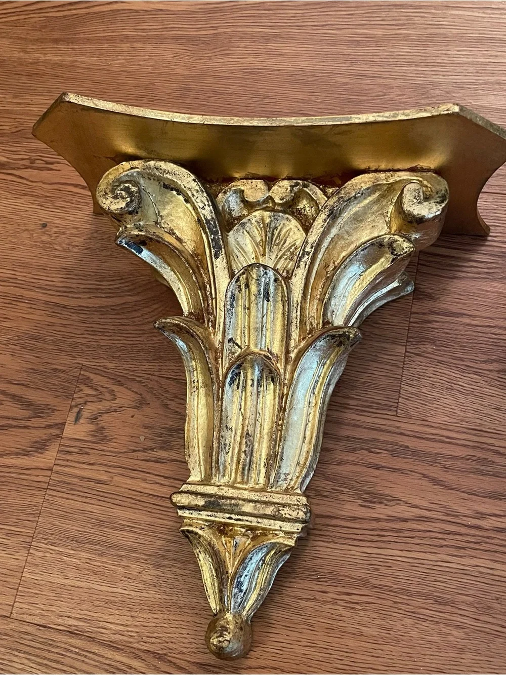 Pair Vntg Gilt Wood Acanthus‎ Leaf Wall Brackets Made In Italy Decorative Crafts